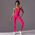 New arrivalfashion tight pure colorall-in-one jumpsuit aerial back yoga wear seamless breathable long jumpsuit