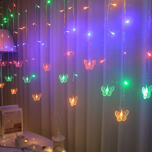 LED Butterfly Decoration Ice Bar Light ins Atmosphere Interior Wedding Decoration Curtain Light Low Pressure Snowflake Ice Bar Light String