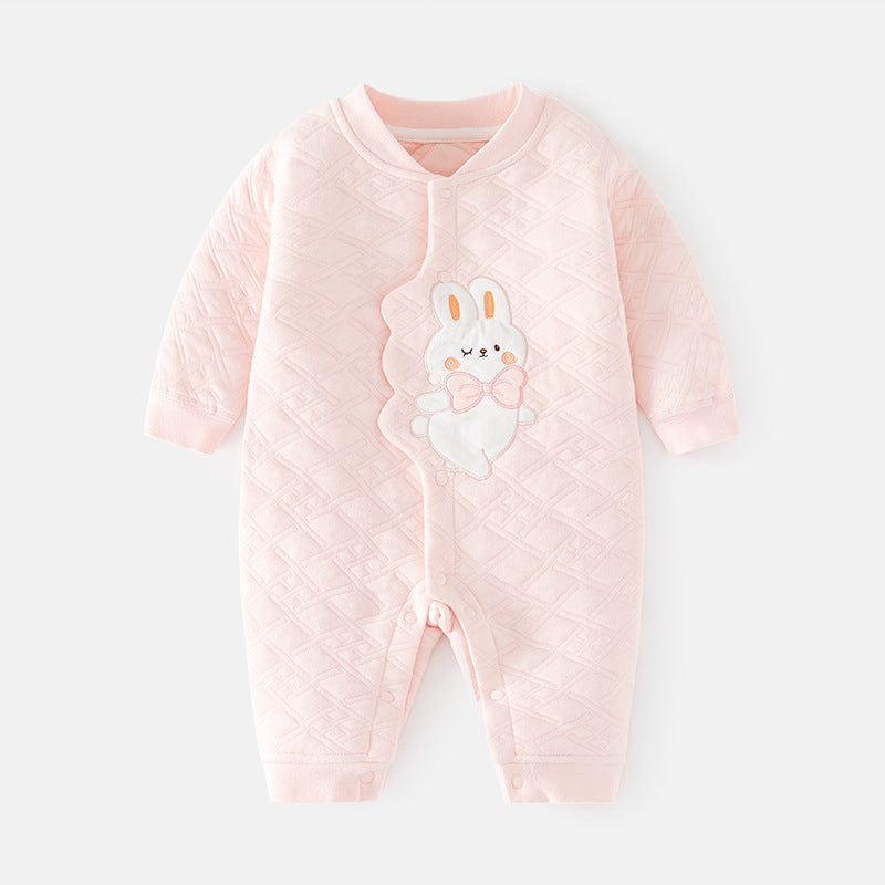 Babibele baby heattech onesie baby fall and winter boneless haki type a baby snap button door-to-door romper pajamas