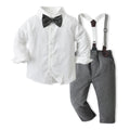 K-style children's clothing kidssuitlong sleevesshirt suspender two-piece set 61 spring & fallnew arrivalboys' first birthday dress