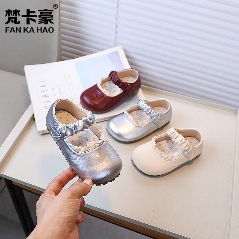 Manufacturer girls' white french style flats -  autumn new collection - soft sole leather shoes for children