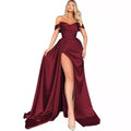 direct sales cross-border trade banquet high-slit sexy host one-shoulder slimming party evening dress