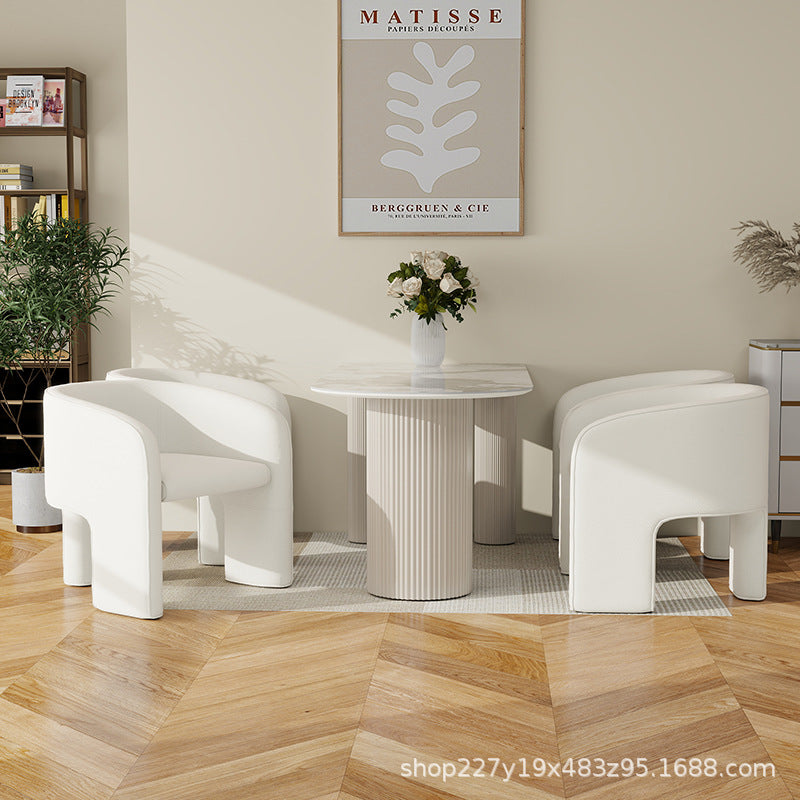Accessible luxury modern casual wabi-sabi style grids for home slate dining table french cream style oval dining table and chair solid wood