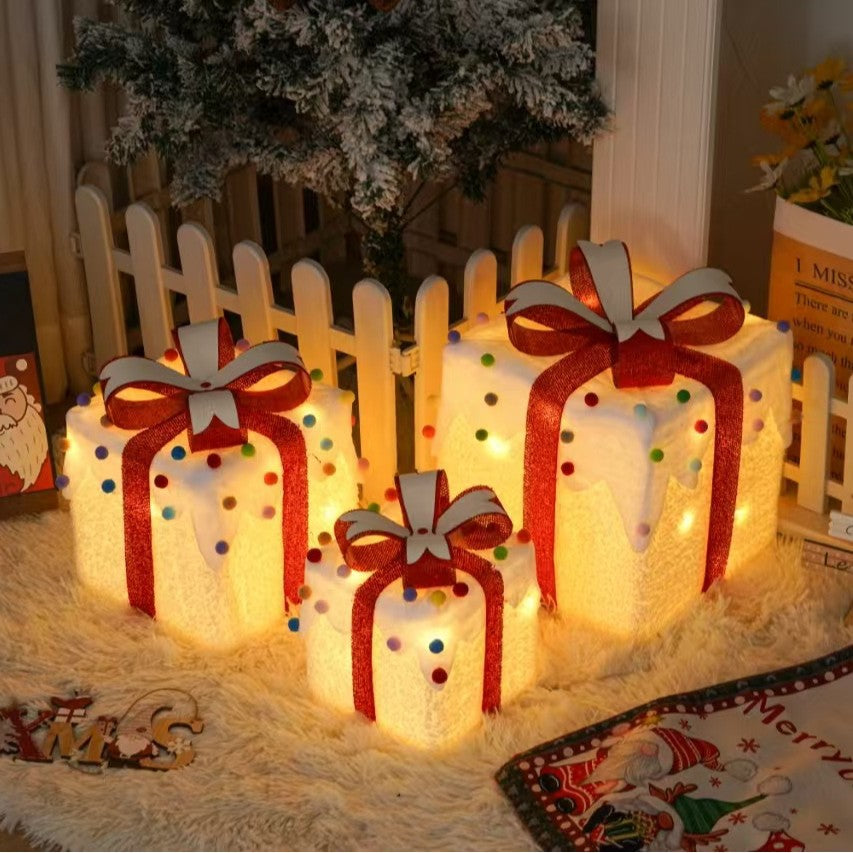Christmas atmosphere must-have new folding Christmas gift box three-piece set, couple romantic atmosphere props gift decoration