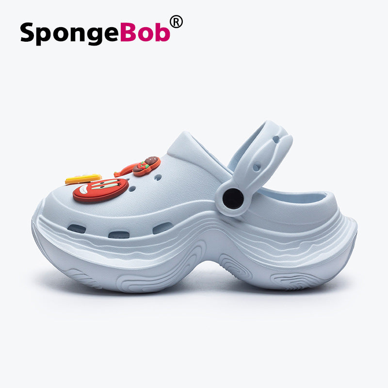 Spongebob squarepants thick sole goddess nightclub high heels crocs summer heightened toe beach sandals women's slippers