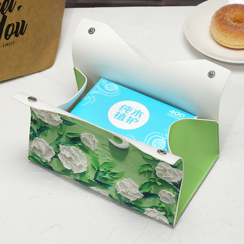 Oil painting light luxury paper towel box living room storage paper box toilet restaurant high value Internet celebrity same paper box
