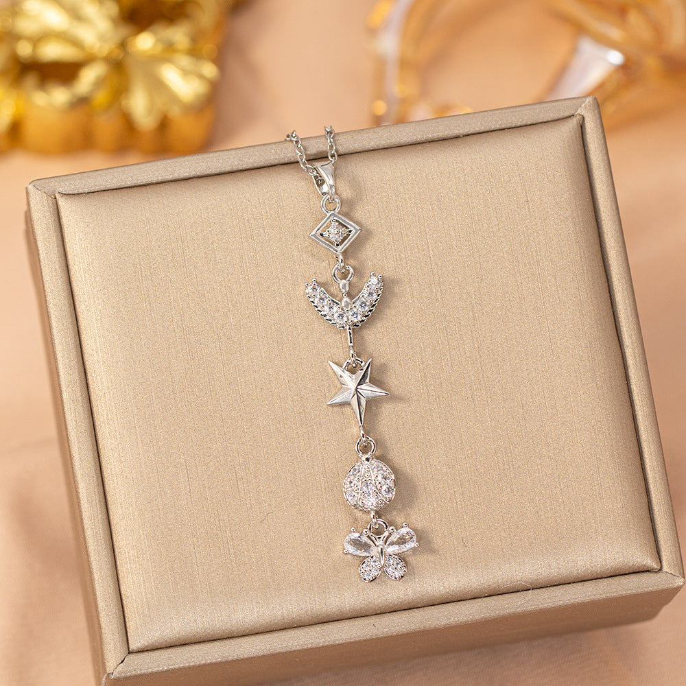 [titanium steel] fashion fashion hot selling tassel necklace women's light luxury high-end versatile clavicle chain jewelry