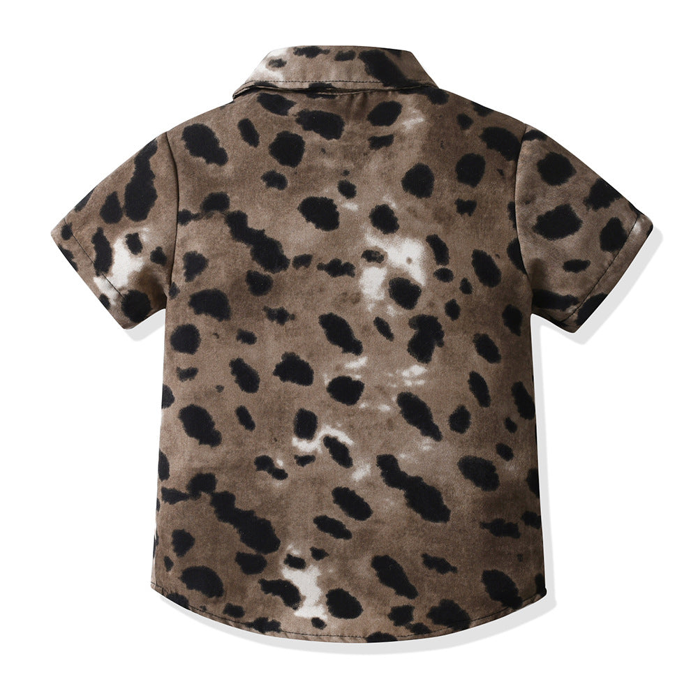 Stylish boys' summer outfit: trendy short-sleeve set for older kids - new summer collection featuring a floral shirt two-piece set