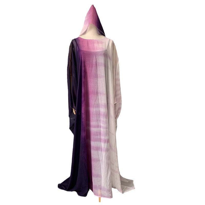 supply new arrivalfrenchretro gentle gradient long skirt looseslimming lookplus sizedress + headscarf special price