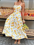european and american cross-border new print camisole low-cut dress