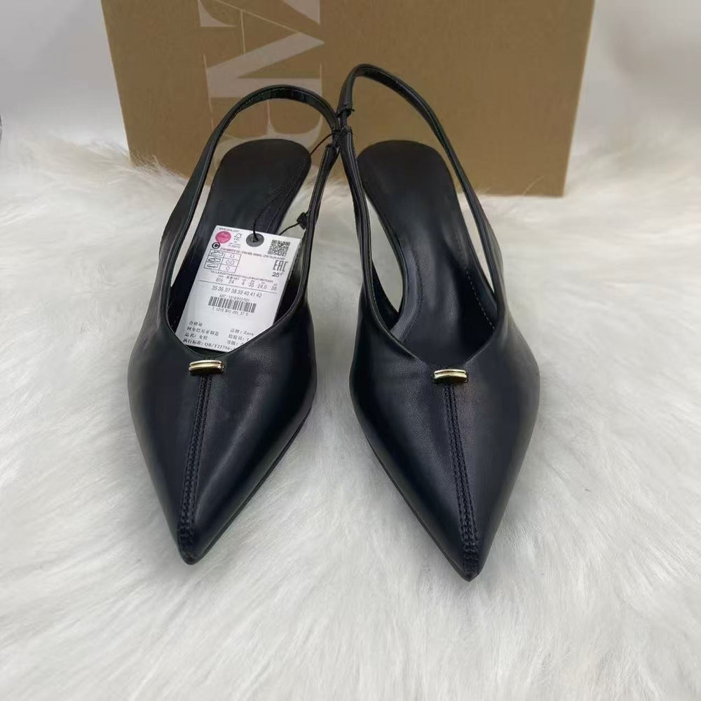 Za2025 spanish spring/summer off-white pointed-toe mules, stiletto heel closed-toe sandals, fairycore fashion