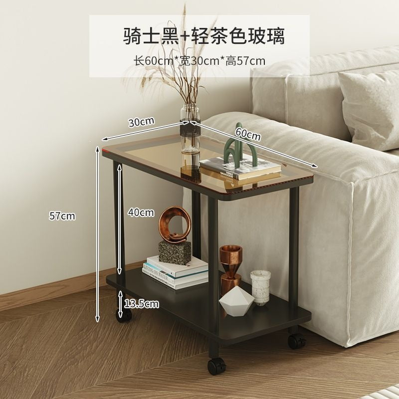 Movable small side table with slit storage rack, accessible luxury simple corner table, small table, sofa side coffee table, for home tea table