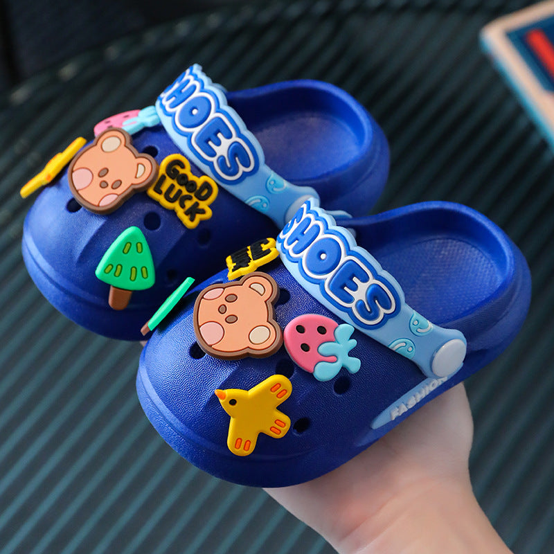 Kids slippers summer girl baby indoor soft bottomnon-slip cartoon cute sandals slippers boy beach hole sandals