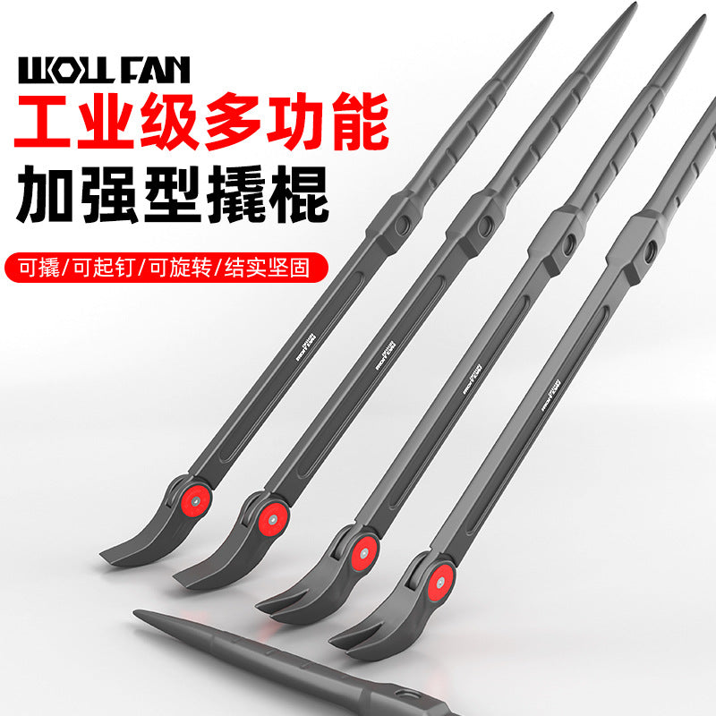 Multifunctional crowbar nail lifter, tire pry rod, crowbar steel crowbar upturned rod double-headed stick afterburner rod auto repair tool