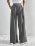 spring/summer new arrival: cross-border  fashion - european & american style commute-ready pleated wide-leg casual trousers, loose fit long pants