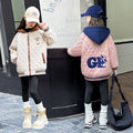 Girls' cotton-padded jacket, new  collection, autumn/winter outerwear for mid-to-large children, fleece-lined and extra thick, stylish and trendy, warm top for girls