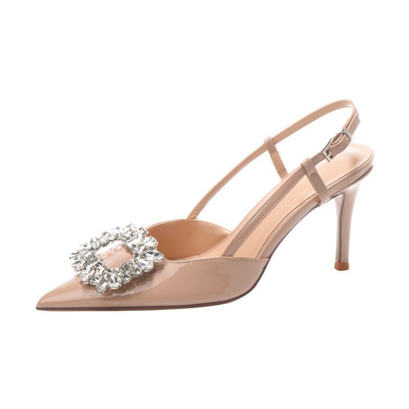 Black pure desire high heels women's stilettos 2025new arrivalpopularwork clothing women's shoes rhinestone pointed toe frenchelegantflats