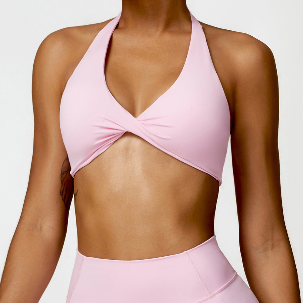 Cloud-feel breathable halter back yoga bra top - compression outdoor sports running fitness apparel 8503