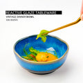 European style kiln turned blue ceramic salad bowl restaurant hotel special stylish vegetable soup bowl noodle bowl special-shaped ceramic bowl