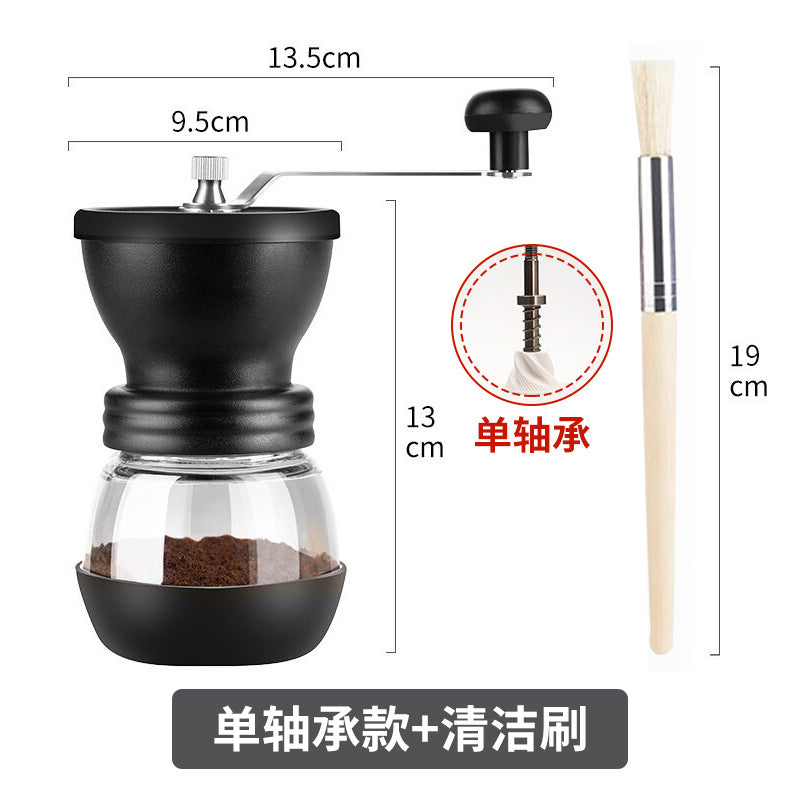 Hand-crank coffee grinder - dual bearing, effortless manual coffee mill with ceramic burr