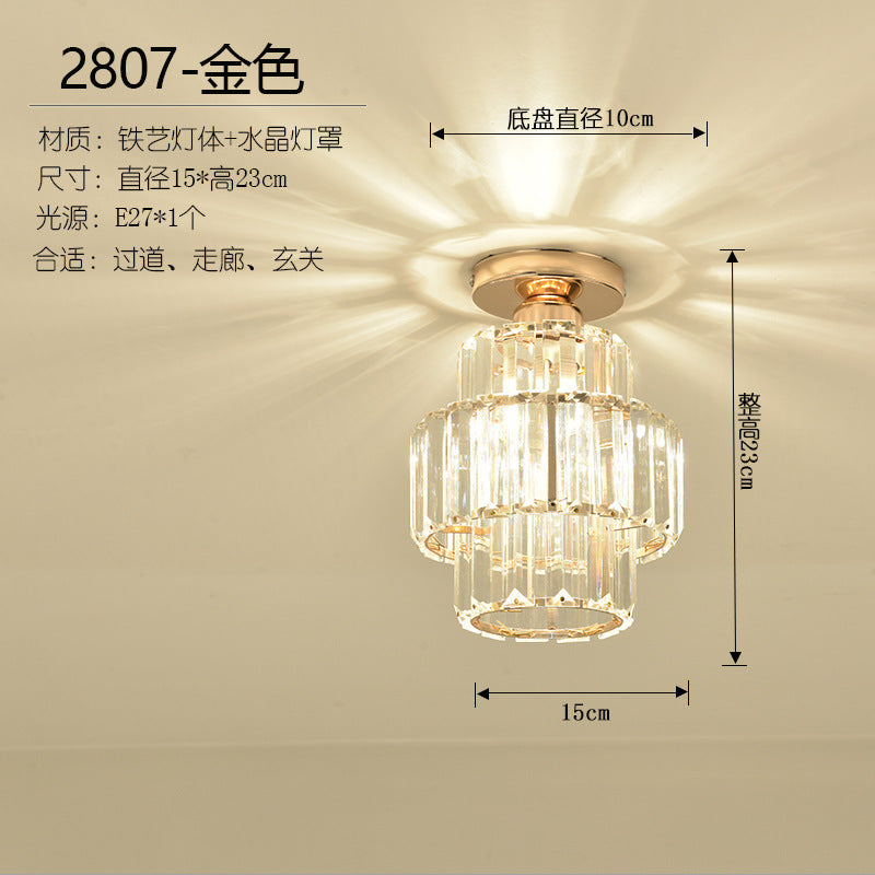 [Strict selection] American crystal small chandelier corridor decorative lighting entrance cloakroom ceiling modern LED light