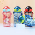 Pop-up plastic water cup cute cartoon food grade kids straw cup kindergarten strap water kettle portable water bottle