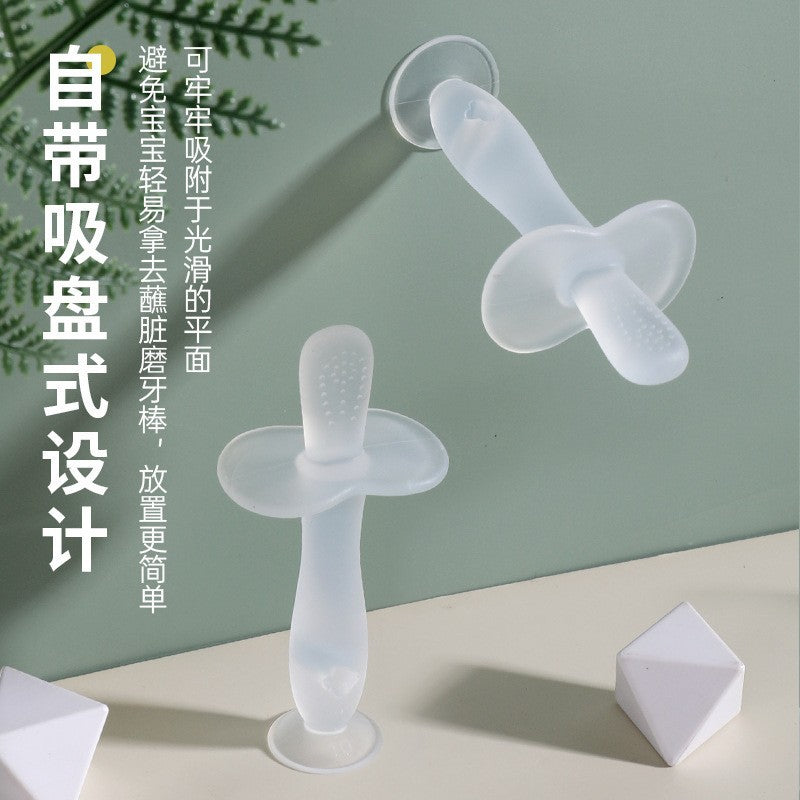 English card silicone molar baby molar toy molar glue baby silicone toothbrush suction cup molar stick