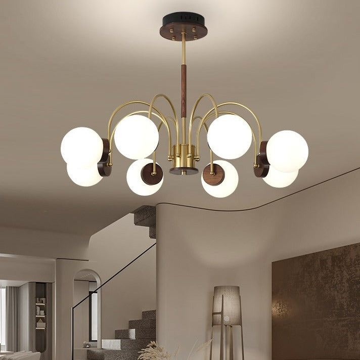 Wabi Sand Wind Simple Modern Atmosphere Walnut Light Luxury American Retro Magic Bean Restaurant Lighting Living Room Bedroom Chandelier