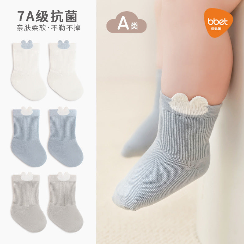 Babylon three-pair kids socks combed cotton breathable baby knee socks socks candy color boneless infant socks