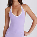 Fitness tops suspenders thin shoulder straps contrast color white strips chest pad halter sports intimates bra vest yoga suit