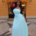 European and american cross-border women's fashion  summer new arrival: elegant halter neck tube top green evening gown long dress