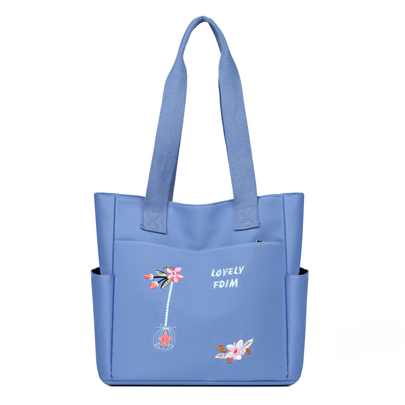 New fashion embroidered tote bag - women's large capacity versatile shoulder bag - trendy lightweight tote - mom bag