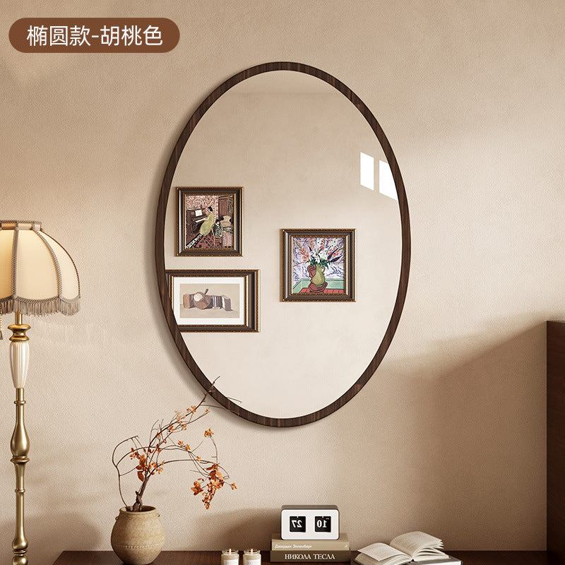 Retro bathroom mirror wall self-adhesive toilet washstand medieval makeup mirror non-punching half-body mirror wall-mounted