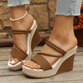 plus size cross-border elegance wedge shoes candy color suede elegance women's thick sole heels ankle strap breathable suede