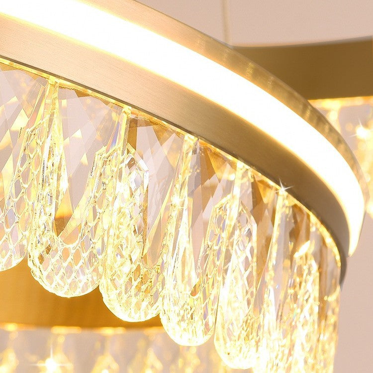 Italian light luxury crystal living room chandelier modern simple round master bedroom lighting creative dining room 2023 new