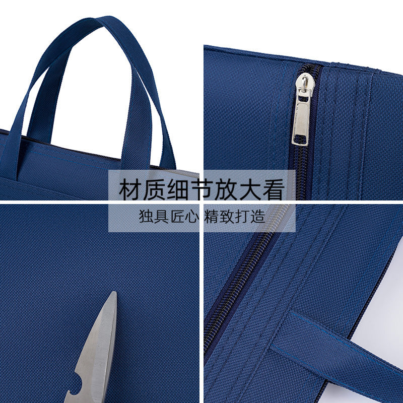 Waterproof oxford cloth student tote document bag - macaron double-layer zipper pouch - file, homework, and briefcase organizer