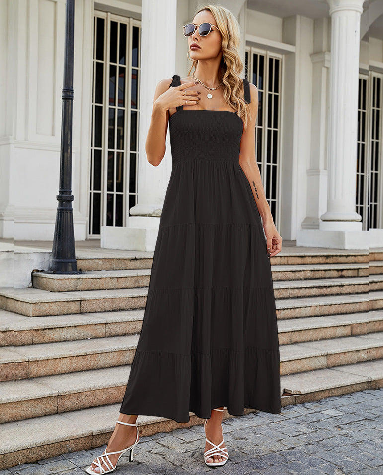 cross-border fashion summer women's  commuter sleeveless spicy girl print long slip dress