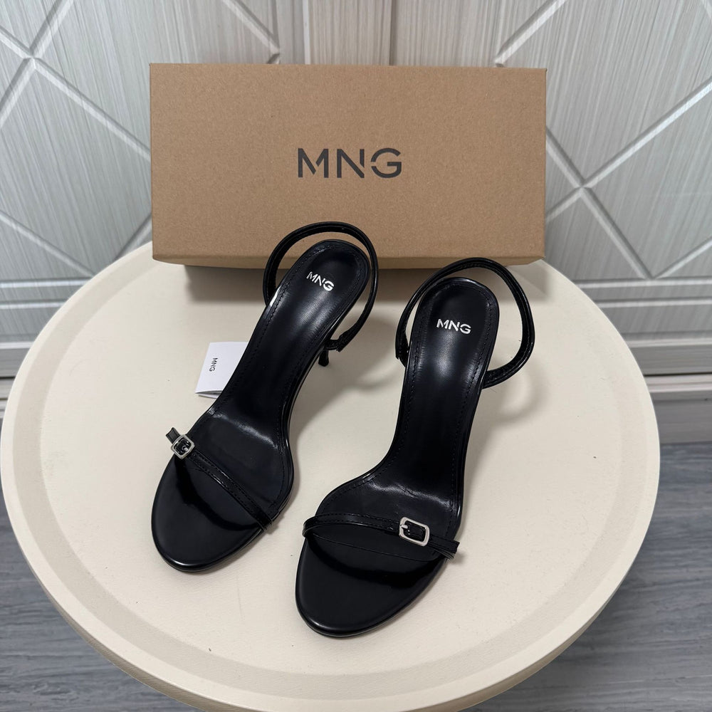 Mng mango 2026 summer new women's one-strap buckle versatile black high heel back strap sandals