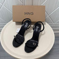 Mng mango 2026 summer new women's one-strap buckle versatile black high heel back strap sandals