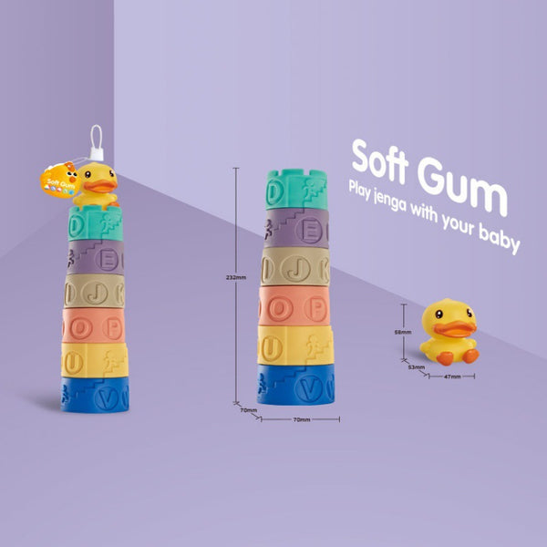 Cross-border  baby vinyl stacking music early education cognitive soft rubber building block stacking ring children stacking high toys