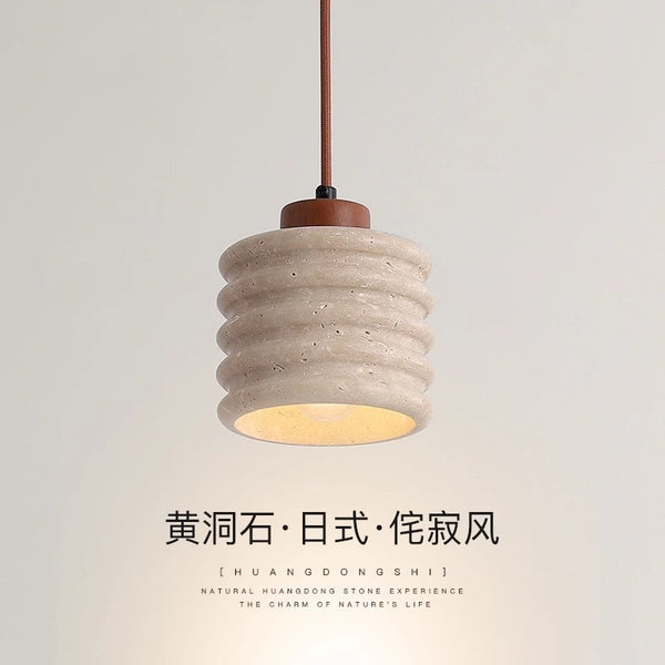 黄洞石床头吊灯日式侘寂风民宿复古卧室小吊灯北欧创意餐厅吧台灯