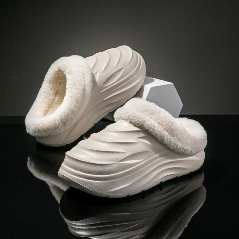 Broken cocoon couple cotton slippers casualnon-slipthick sole home thickenedheattech slippers outwear 2024stuffed slippers