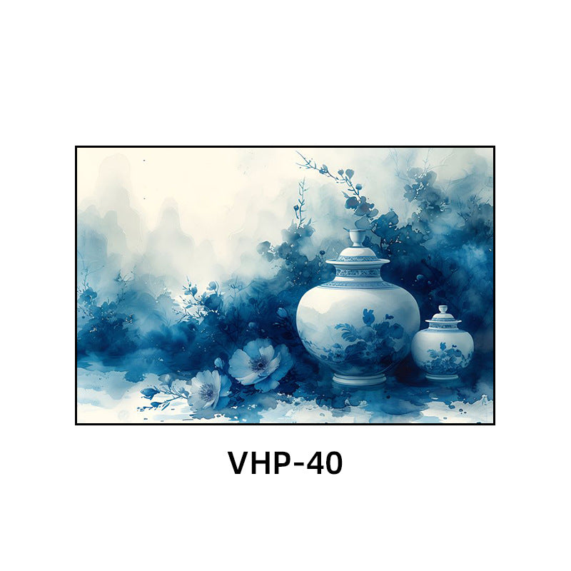 Blue and white porcelain decorative painting vase porcelain ceramic new Chinese style living room hanging painting hotel hotel restaurant box Chinese style