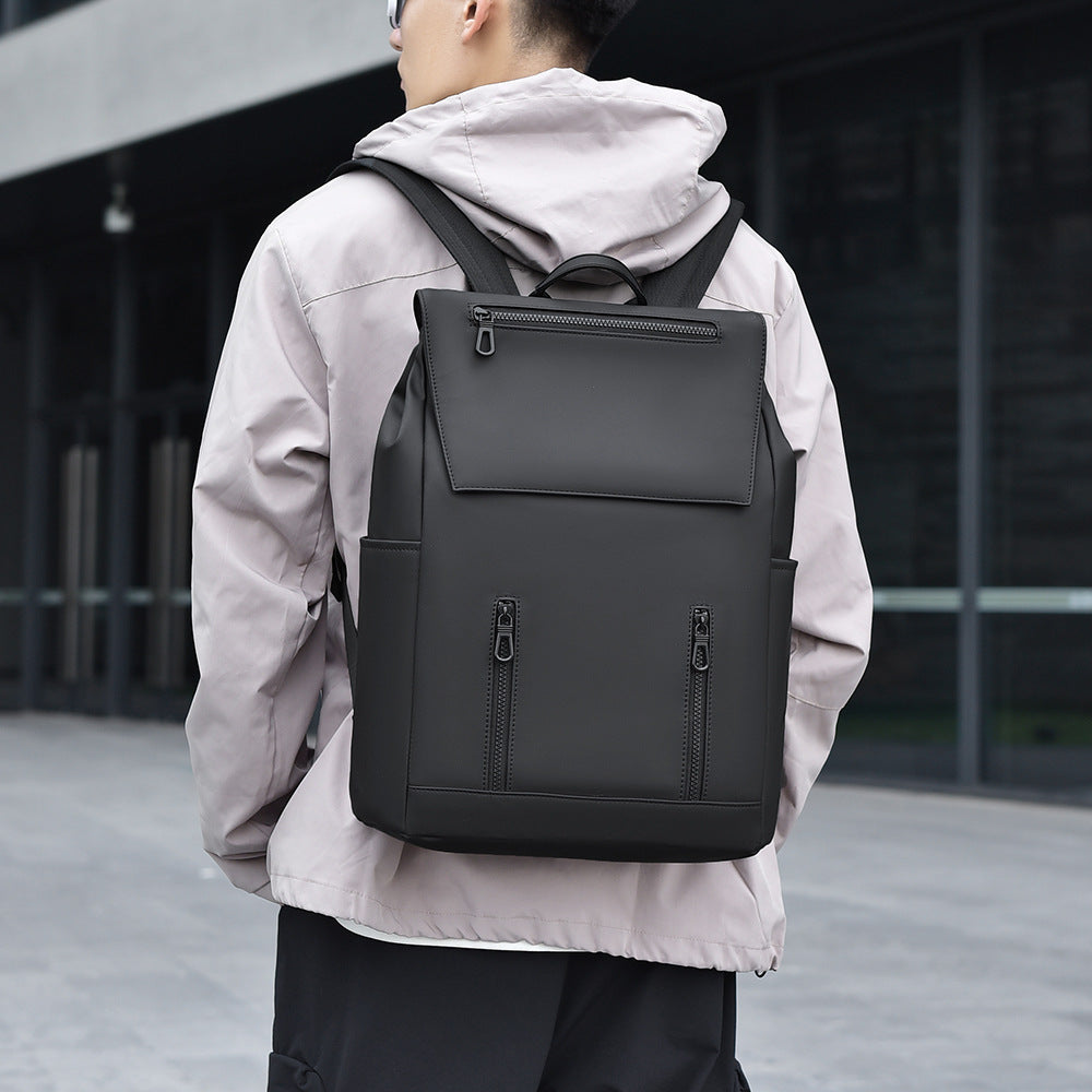 Cross-border new men's casual backpack fashionable personalized business backpack simple solid color college student backpack
