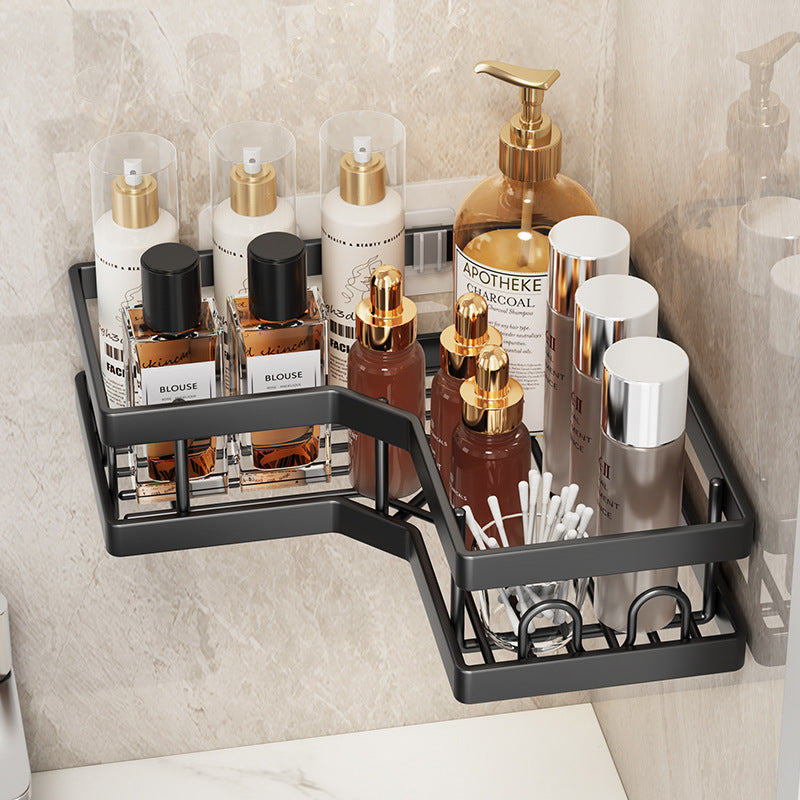 No punching toilet rack, bathroom, bathroom storage rack, shower gel, soap, wall hanging tripod, one piece will be sent on behalf of you.