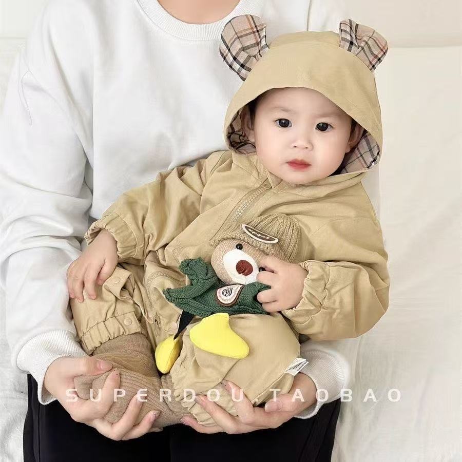 Spring & fall outing cute clothes baby outwear baby outwear hairy rompers newborn onesies jacket
