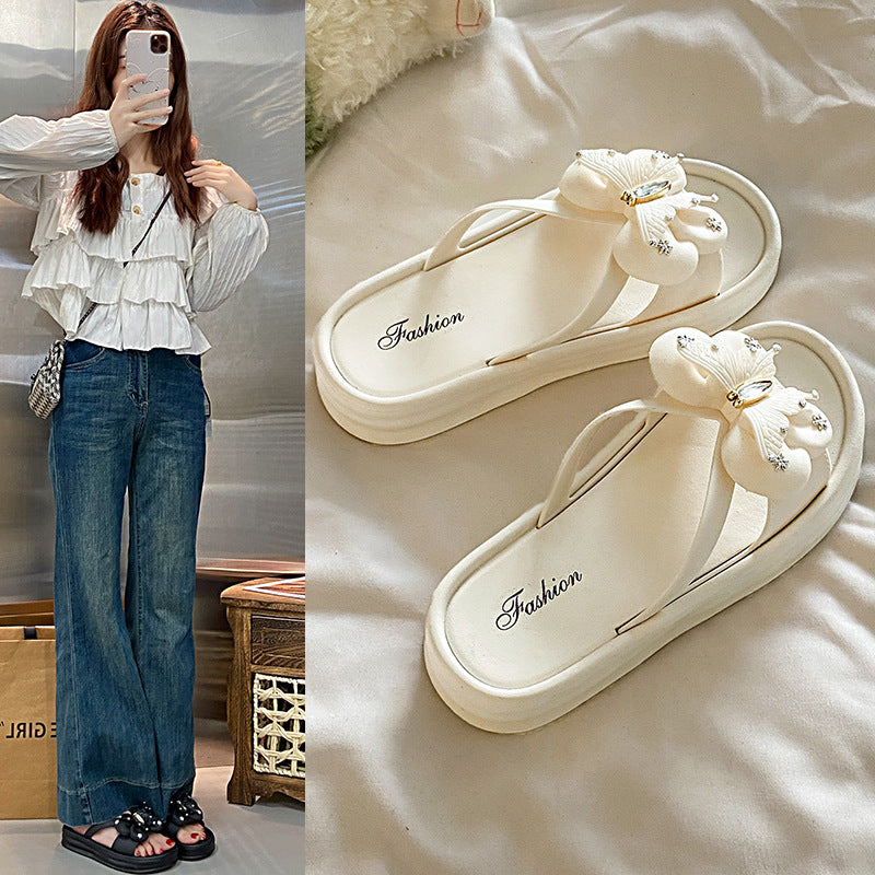 Popular internet celebrity good sandals women's summer new arrivaloutweareasiest for matchthick soleheight-increasing beach flip-flops