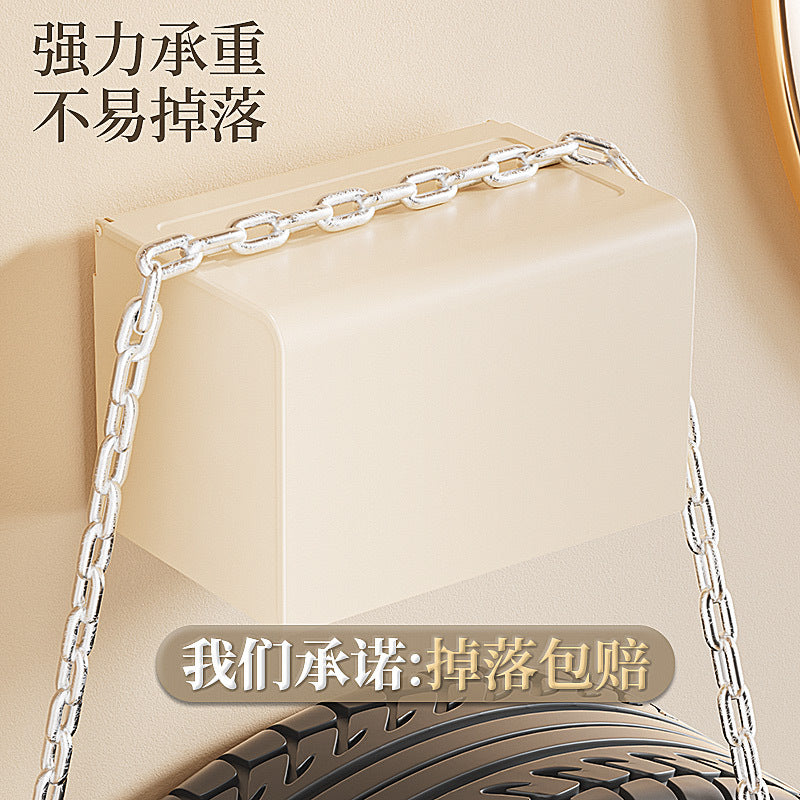 Cream Wind Bathroom Toilet Toilet Tissue Box No Punching Shelf Toilet Paper Holder Roll Paper Carton Tissue Holder