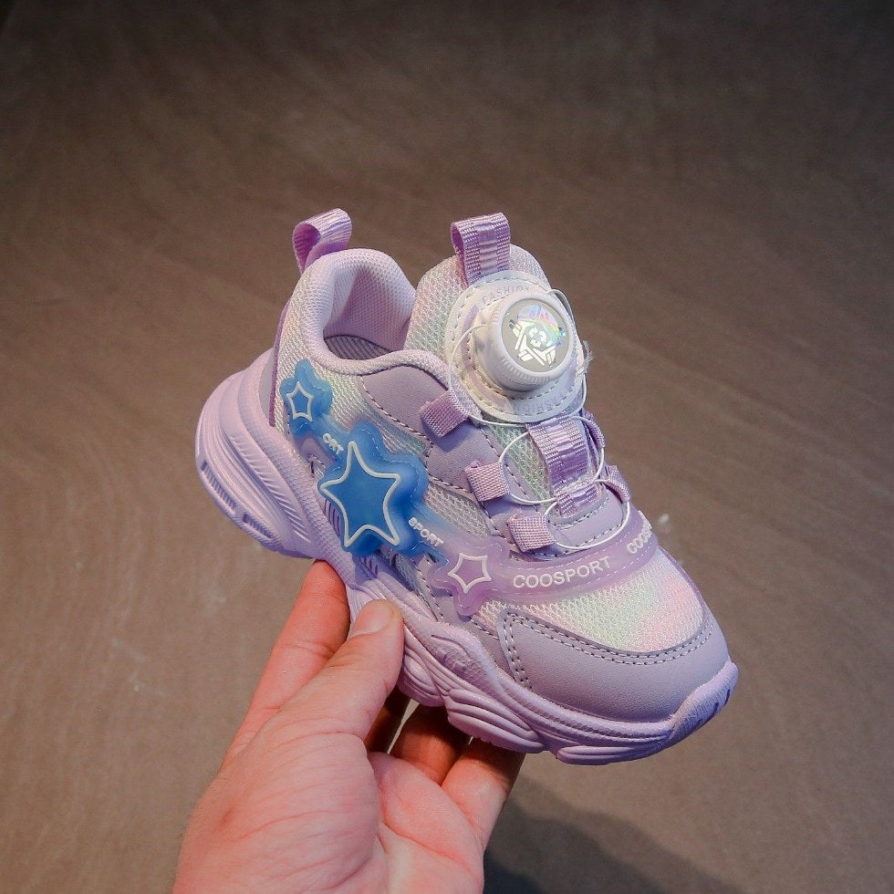 fall/winter new girls' light-up chunky sneakers - lightweight, breathable athletic shoes for mid-to-large children