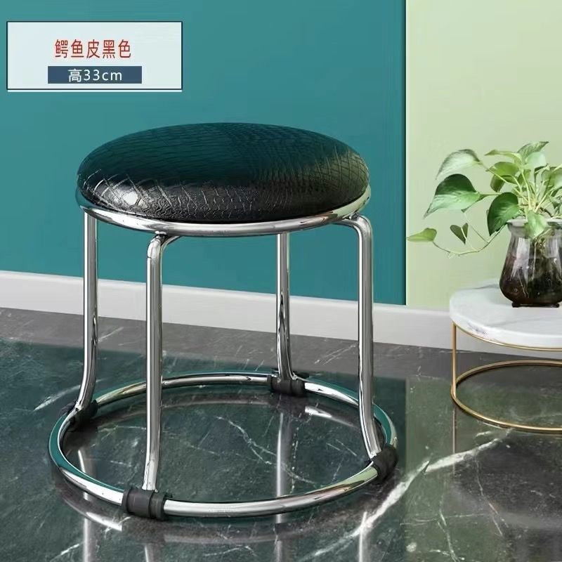 Accessible luxury stoolfor homesoft bag short stool steel bar stool portable practical shoe changing stool coffee table stool carbon steel frame round stool no